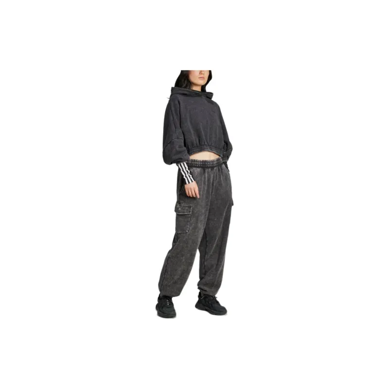 Adidas Originals CROP HOODIE Sweatshirt Women's Black-3