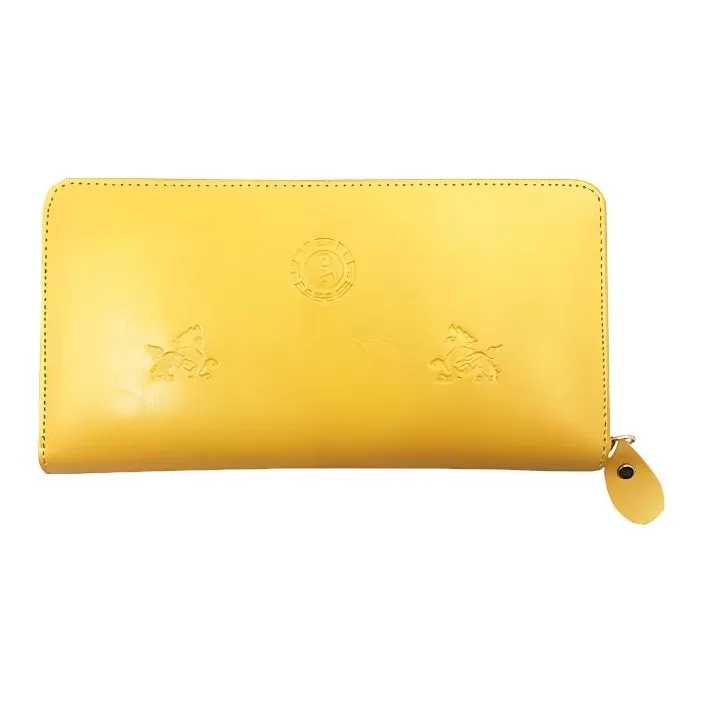 DOSRFINI Genuine Leather Yellow Auspicious Animal Wallet Medium Size Men's Bright Yellow-4