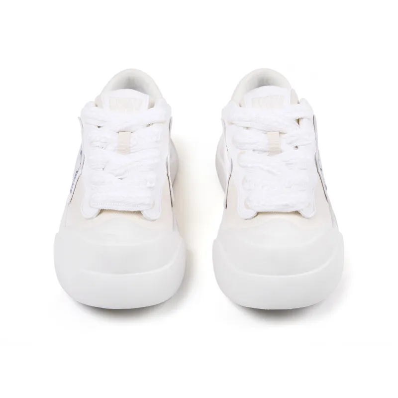 Hemy Height Increasing Anti Slip And Wear Resistant Low Top Casual Shoes Unisex White-3