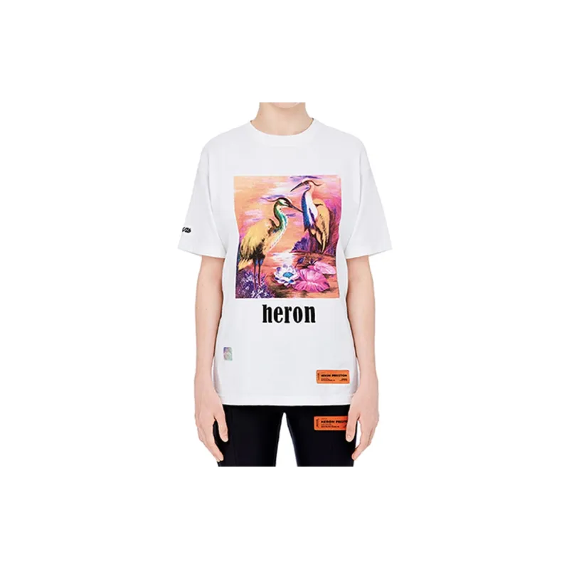HERON PRESTON Women's Heron Print T Shirt White/Fuschia/Multi-1