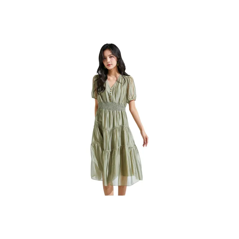 VILAN Short Sleeved Dresses Women's Evening Primrose Green-1