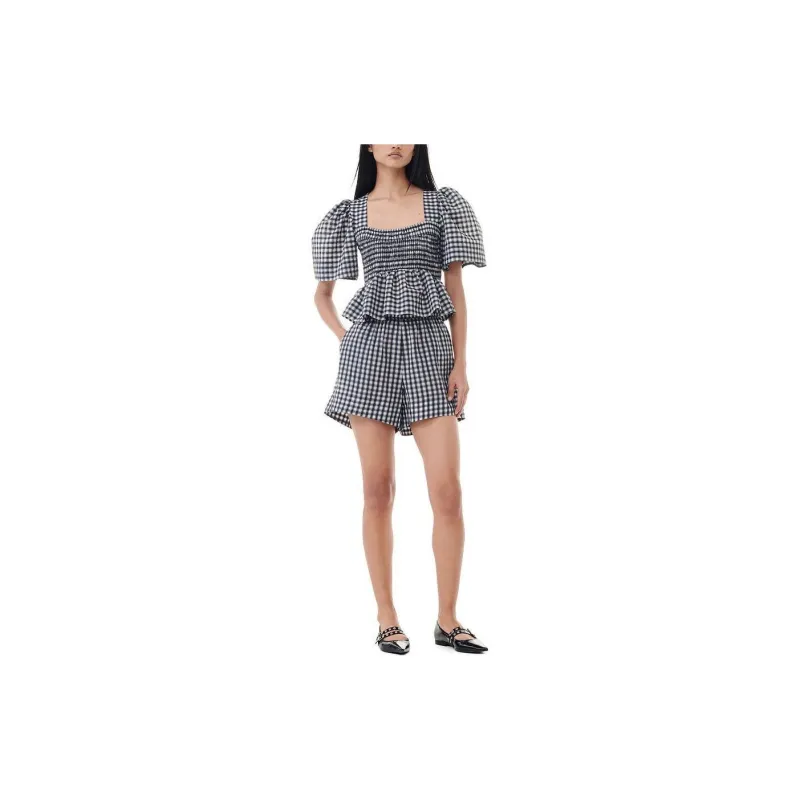 GANNI Check print Blouse-1
