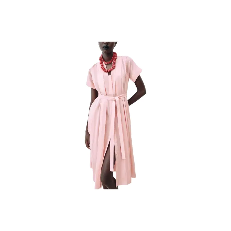 ZARA ZW Series Short Sleeved Dress Women's Pink-3