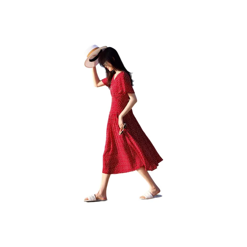 XWI Short Sleeved Dress Women's Red-3