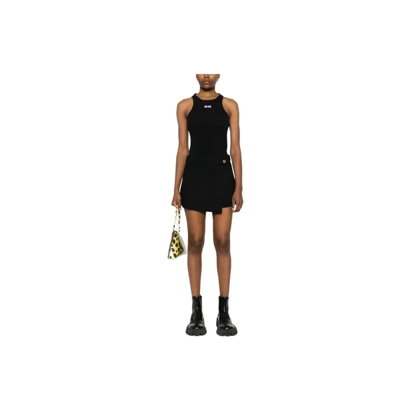MSGM Logo Embroidered Sleeveless Ribbed Tank Top-1