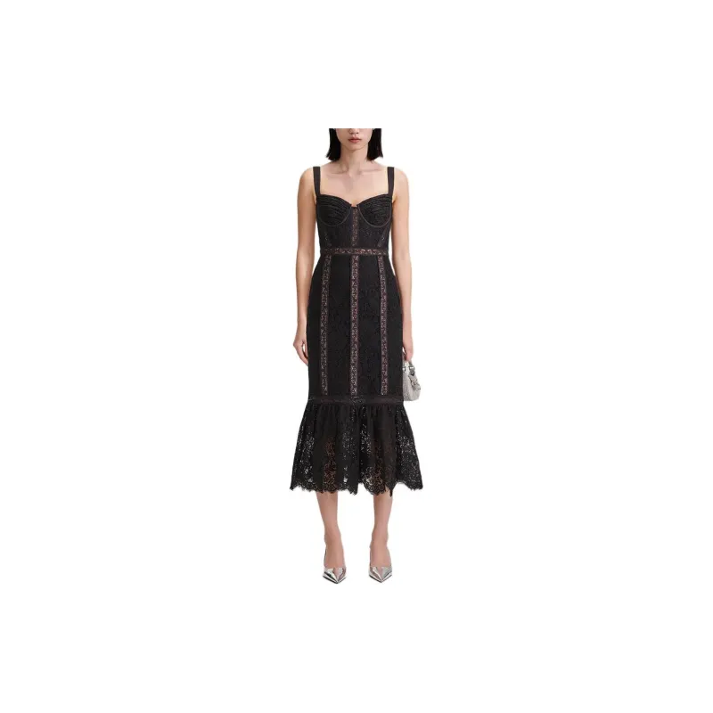 Self portrait Slip Dresses Women's Classic Black-1