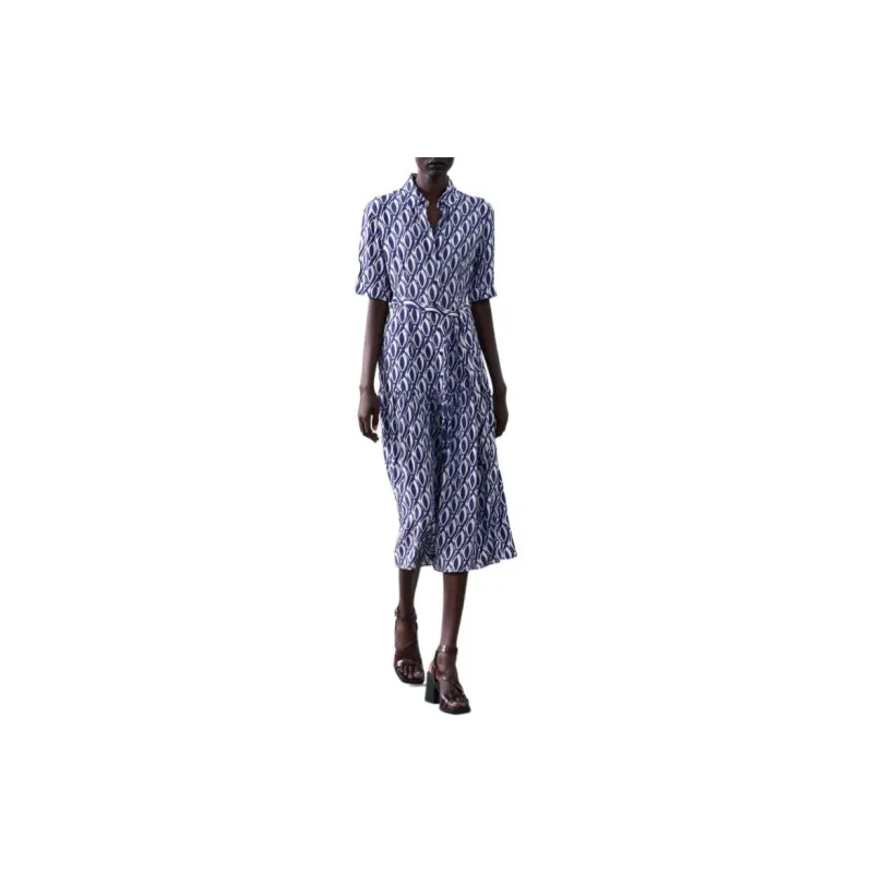 ZARA Short Sleeved Dresses Women's Blue-2