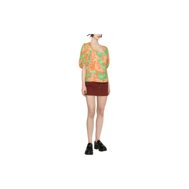 GANNI Floral print Crepe Blouse-3