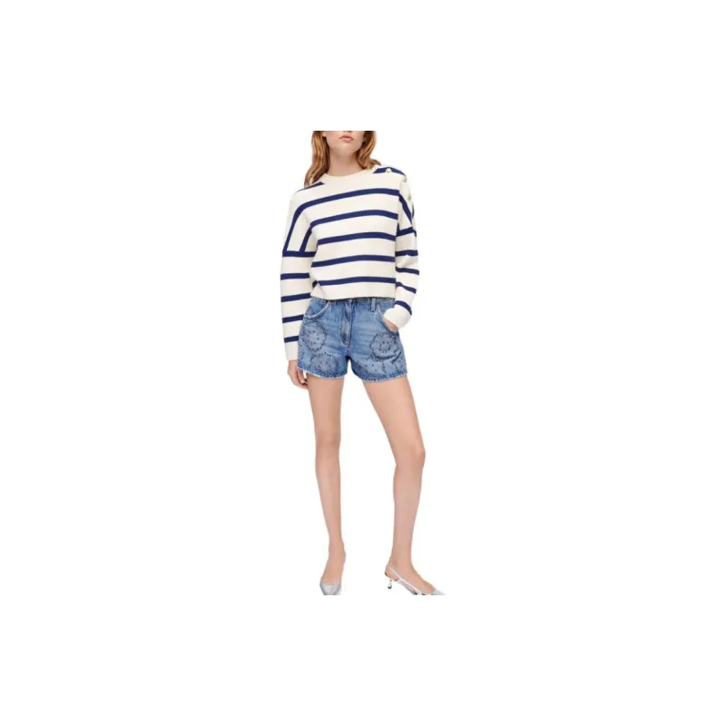Maje FW22 Sweater Women's Blue White-1