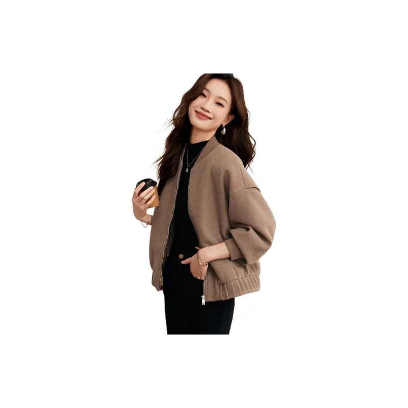 Mo Han Yi Mei Baseball Jacket Women's Coffee-1