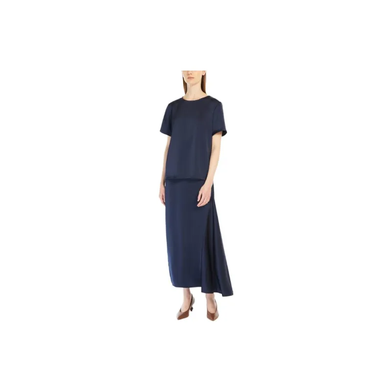WEEKEND MaxMara Aia Satin Slide Slit Skirt-1