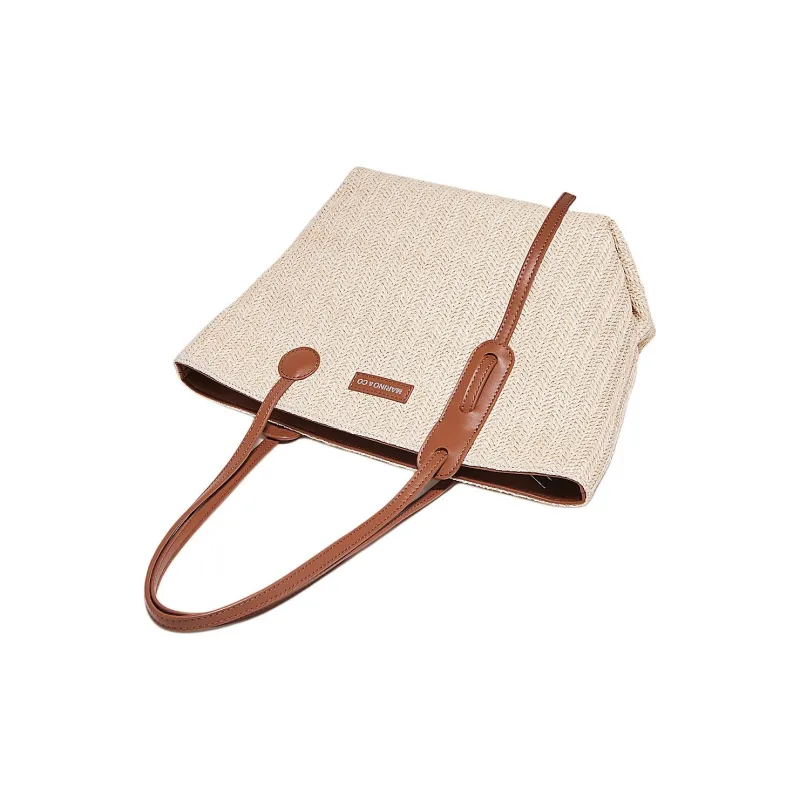 Marino Orlandi Fabric, Synthetic Leather Handbag Regular Women's Ecru-4
