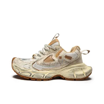 HeeDimensional Low Top Chunky Sneakers Unisex Beige Distressed