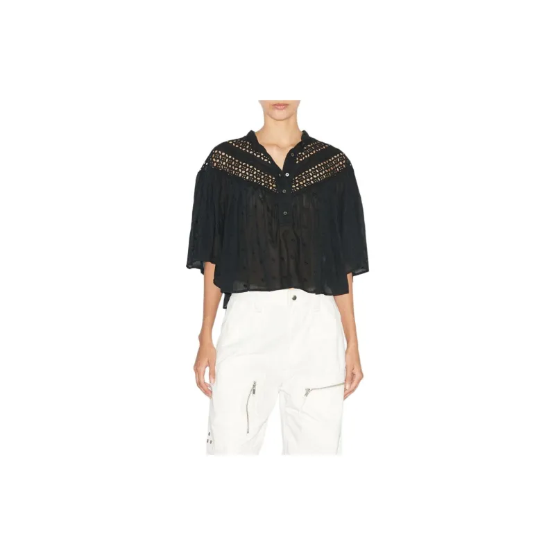ISABEL MARANT ETOILE Safi Broderie Anglaise Short Sleeved Shirt-2