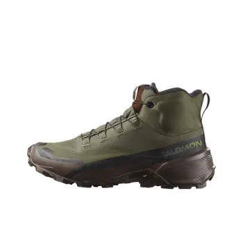 SALOMON Gore Te Anti Slip Wear Resistant Mid Top Hiking Shoes Unisex Green Brown