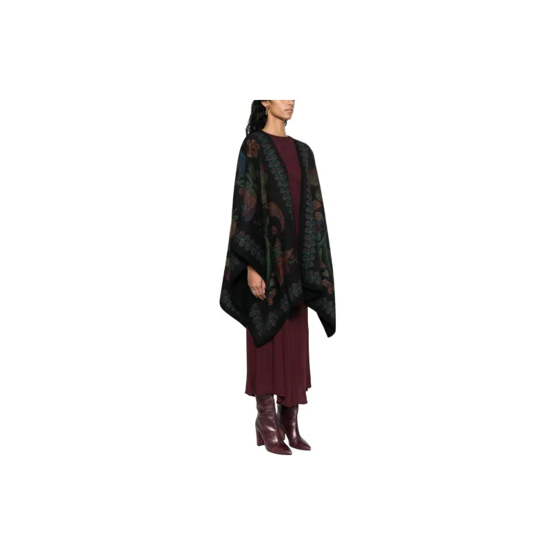 La DOUBLEJ. Botanical print Wool Poncho-3