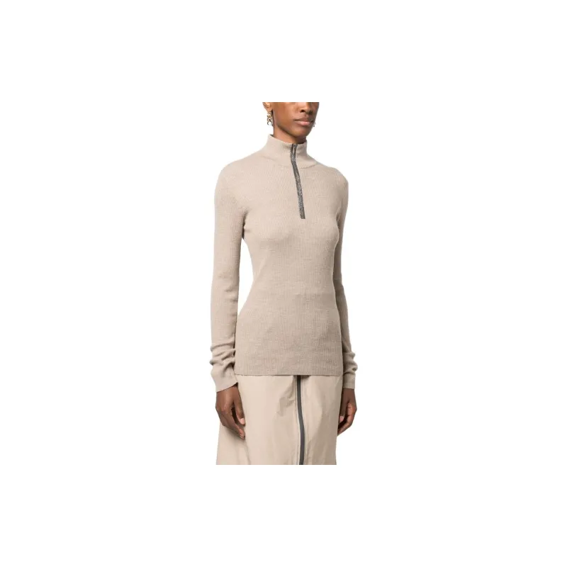 Brunello Cucinelli Half Zipped Ribbed Jumper-3