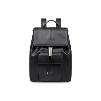 NIUMJ Top Grain Cow Leather Backpack Regular Men's Black