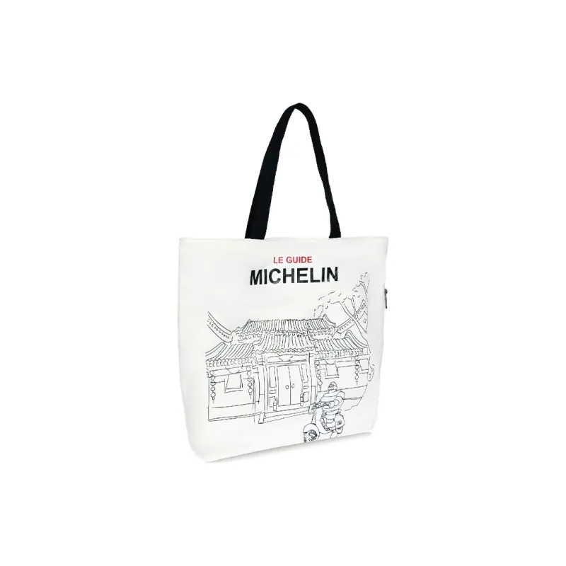 Michelin Canvas Bag, Tote Bag, Shopping Bag, Handbag, Shoulder Bag Regular Unisex White Siheyuan Style-1