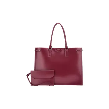GUESS Genuine Leather Tote Bag Shopping Bag Handbag Shoulder Bag Large Size Women's Burgundy