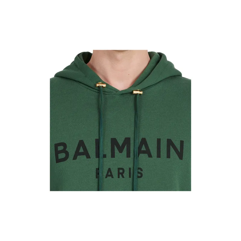 BALMAIN Logo Printed Drawstring Hoodie-6
