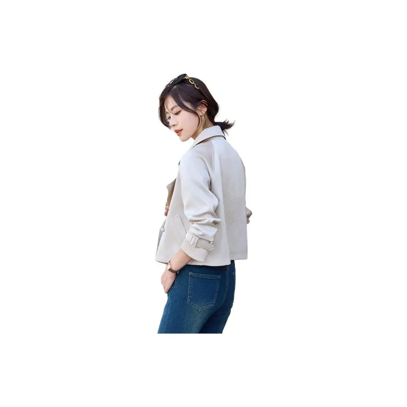 Yi Mengyuan Cropped Trench Coat Women's-5