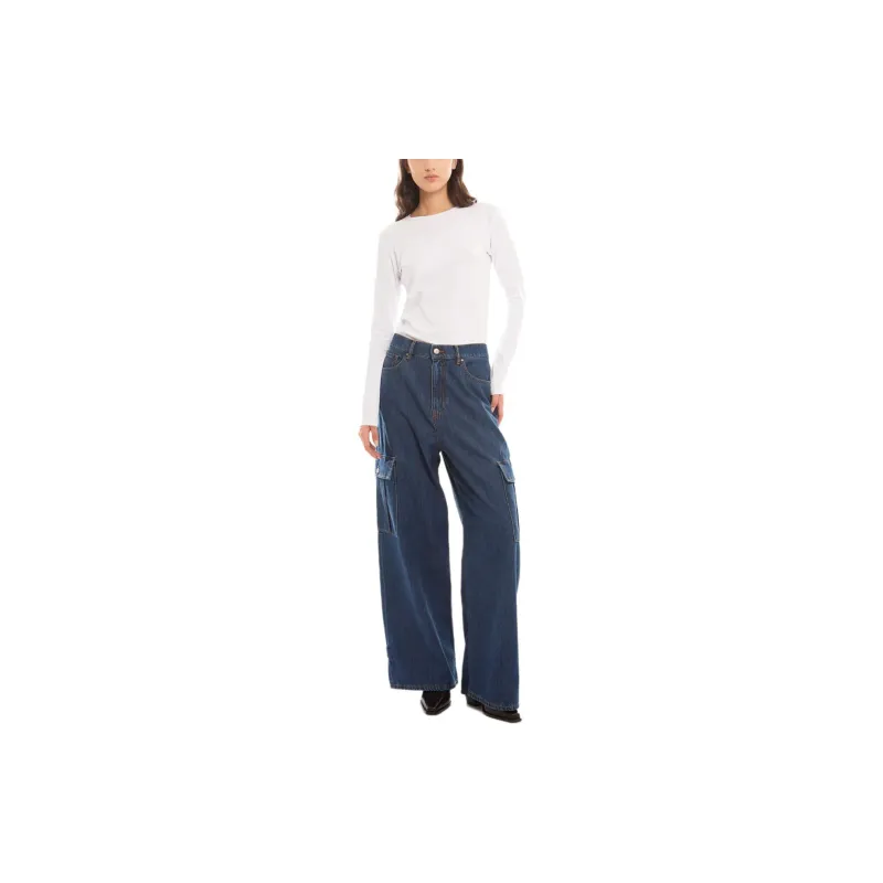PAROSH Solid Color Crew Neck Pullover Long Sleeved T Shirt Women's White-1