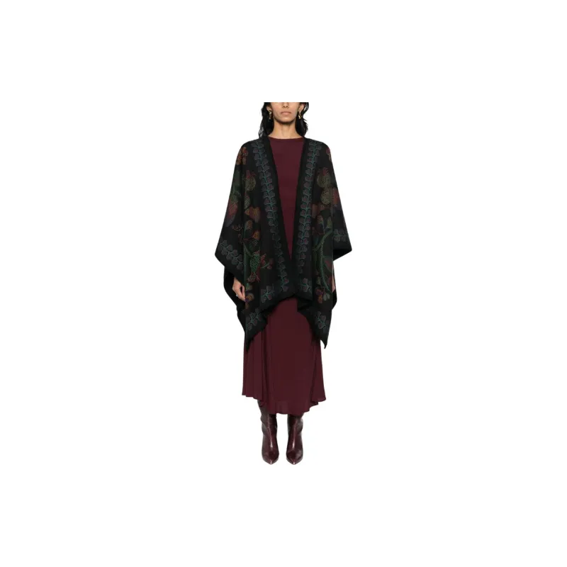 La DOUBLEJ. Botanical print Wool Poncho-1