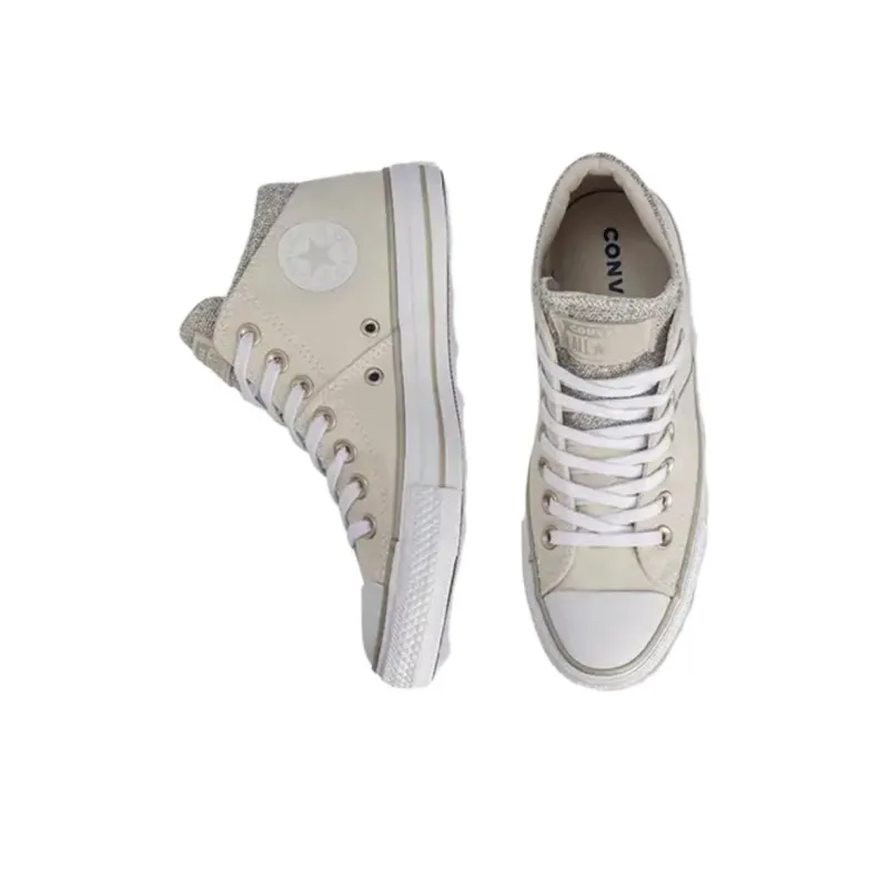 Converse Chuck Taylor All Star Anti-Slip Wear-Resistant Mid-Top Canvas Shoes Women's Beige Gold-3