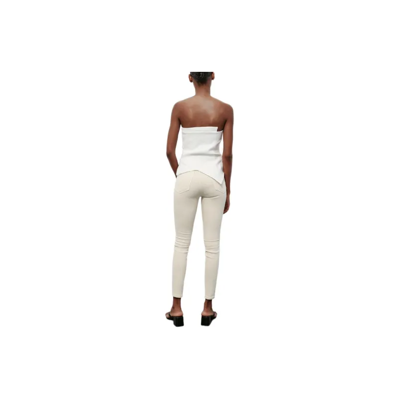 ZARA Strapless Top Women's White-3