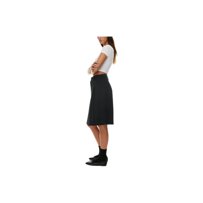 ARITZIA Sunday Best Rider Midi Skirt Casual Long Skirts Women's Black-4