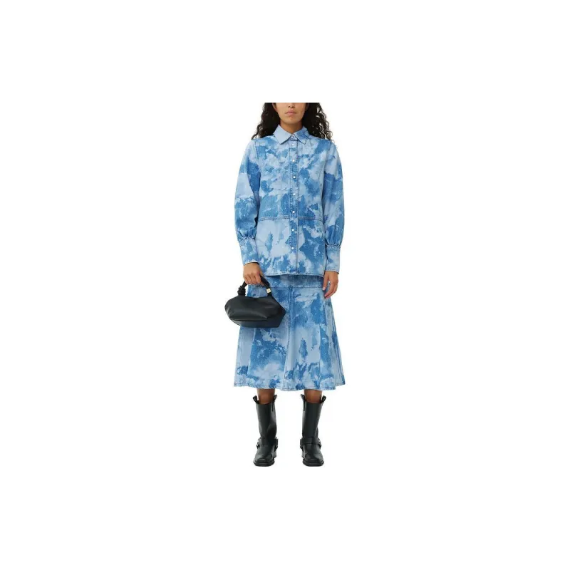 GANNI Bleach wash Denim Shirt-1