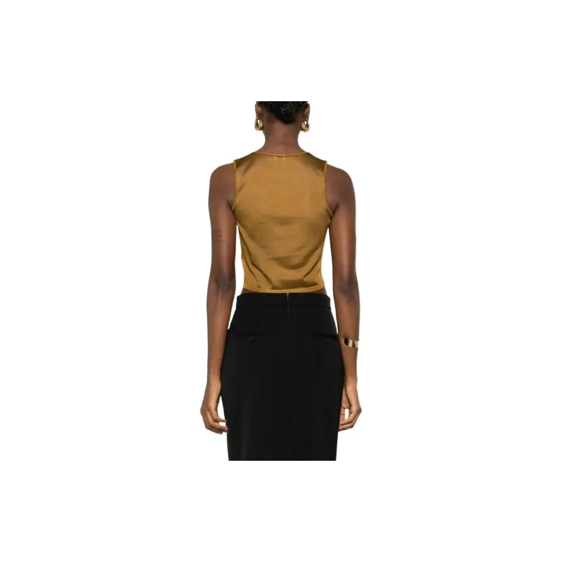 SAINT LAURENT Sleeveless Cropped Tank Top-3