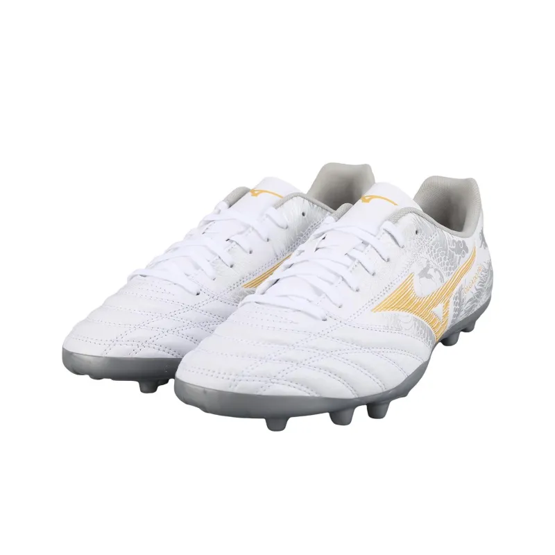 Mizuno Monarcida AG Rubber Short Studs Cushioned Wear Resistant Breathable Coverage Soccer Shoes Men's White Gold-3