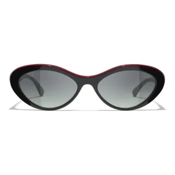 CHANEL Acetate Acetate Oval Sunglasses Unisex Black