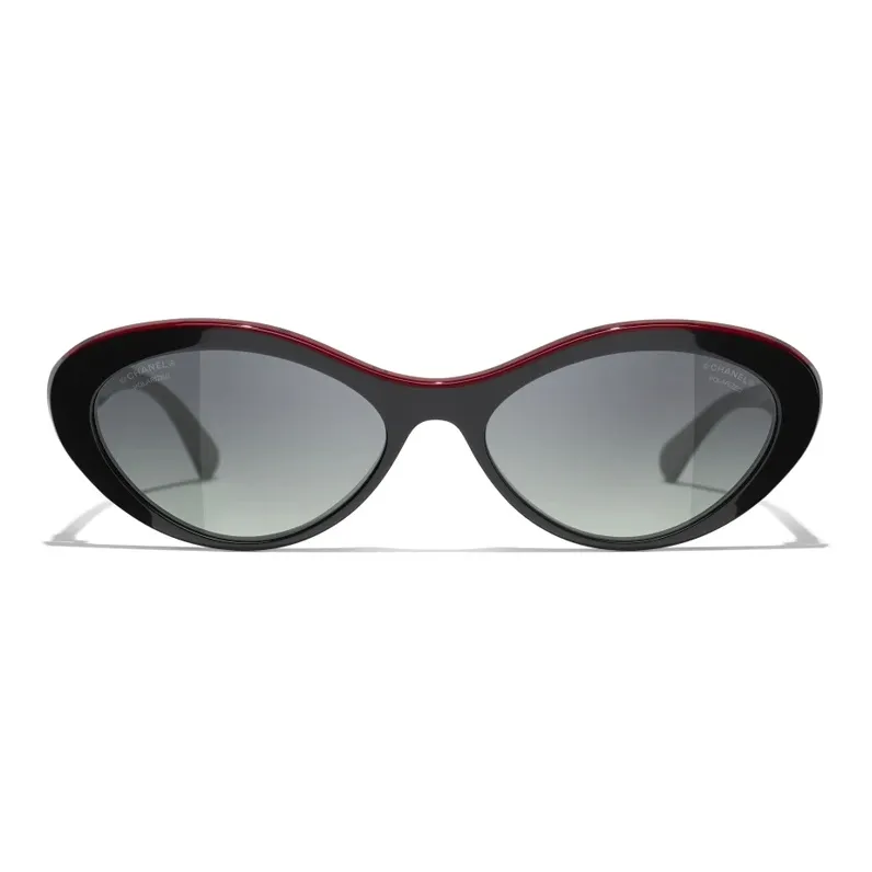 CHANEL Acetate Acetate Oval Sunglasses Unisex Black-0