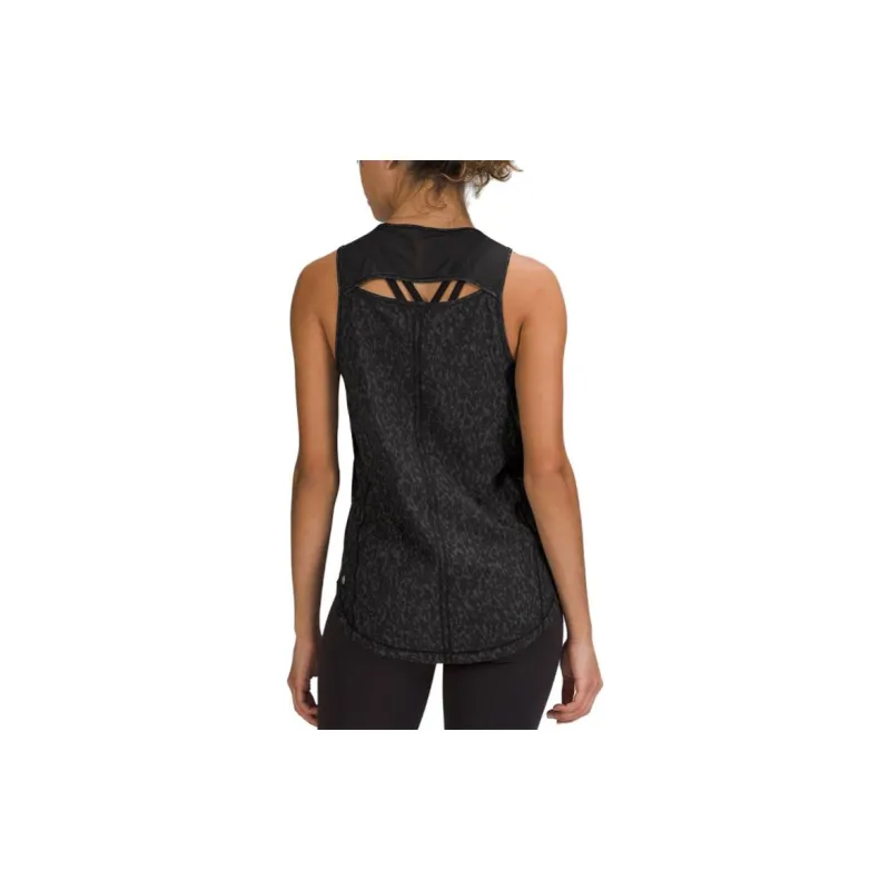 Lululemon Sleeveless Sports Shirts Women's Leopard Print Camouflage Dark Coal Mix/Black-1