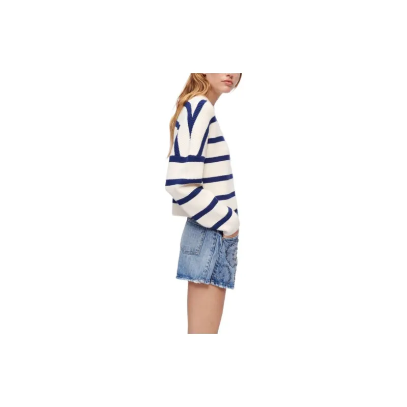 Maje FW22 Sweater Women's Blue White-3