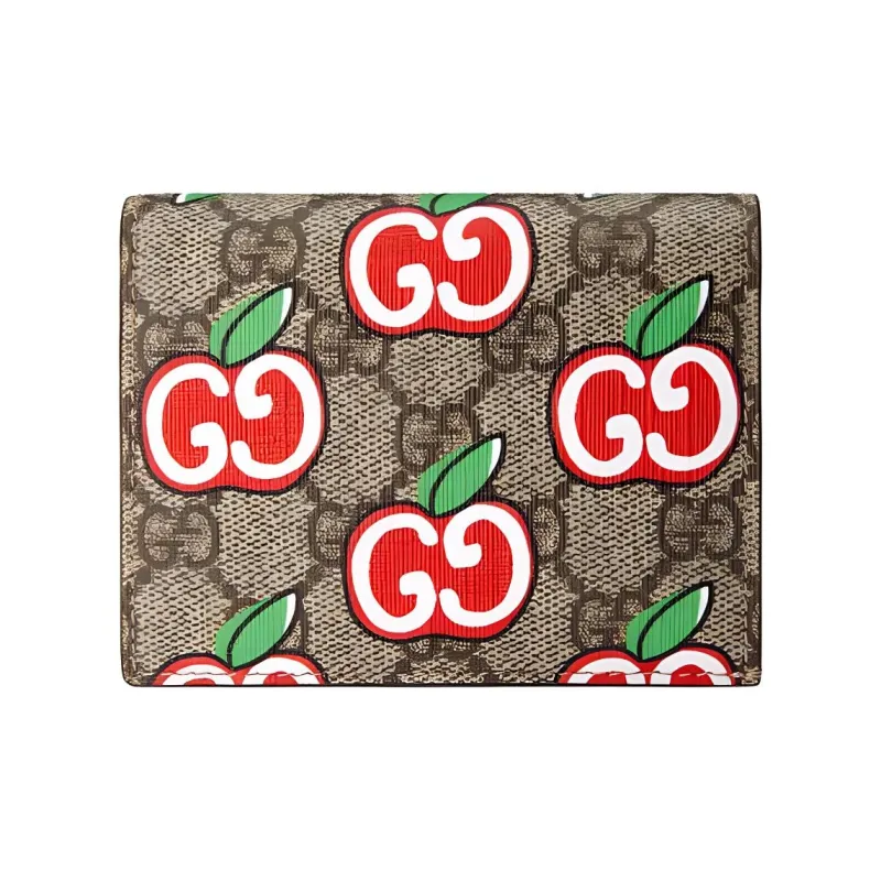 GUCCI Valentine's Day Collection Canvas With Leather Card Holder, Wallet Women's Ebony/Red-0