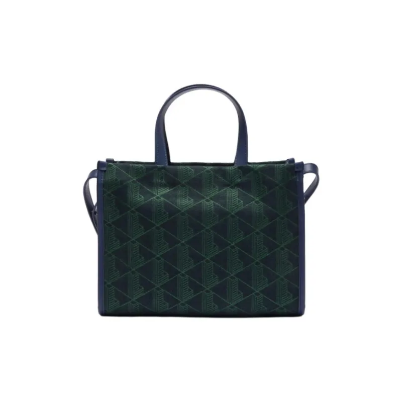 LACOSTE Cotton Tote Bag Shopping Bag Shoulder Bag Crossbody Bag Handbag Small Size Women's Green-1