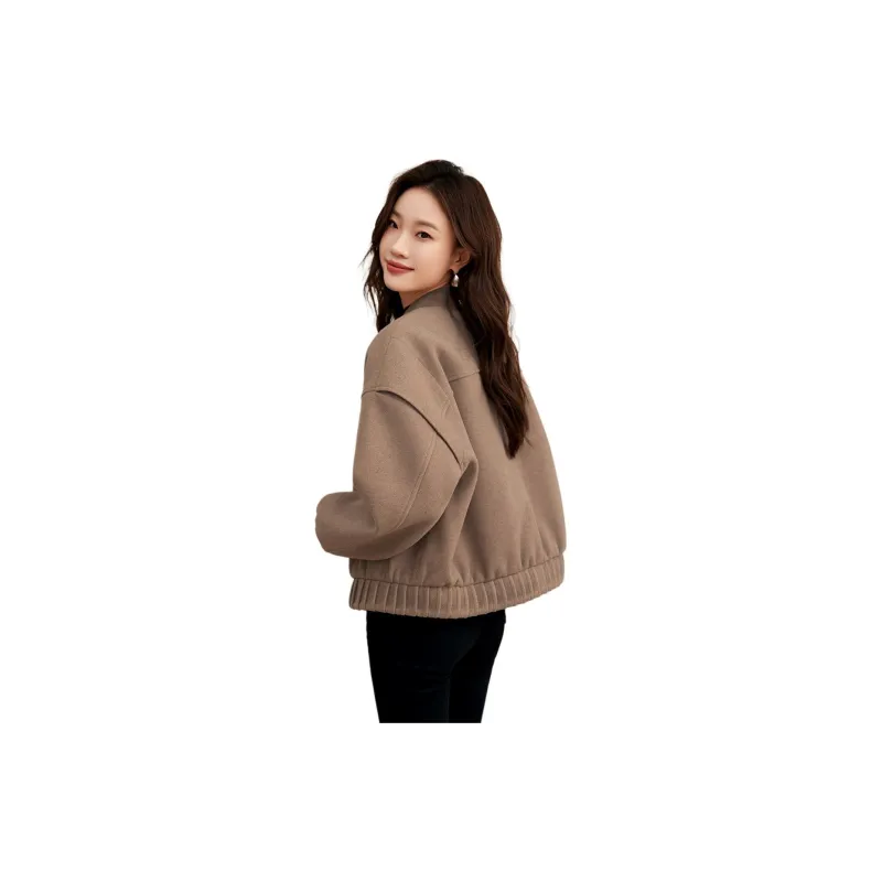 Mo Han Yi Mei Baseball Jacket Women's Coffee-2