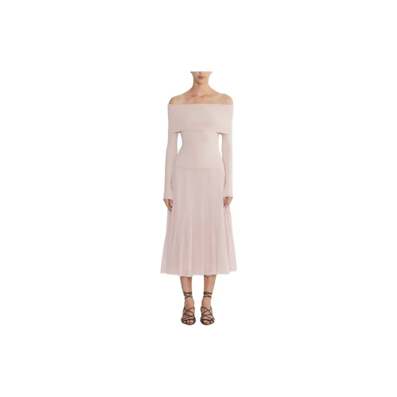 ARITZIA Wilfred New Twirl Pleated Skirt Casual Long Skirts Women's Bow Pink/Bowknot Pink-3