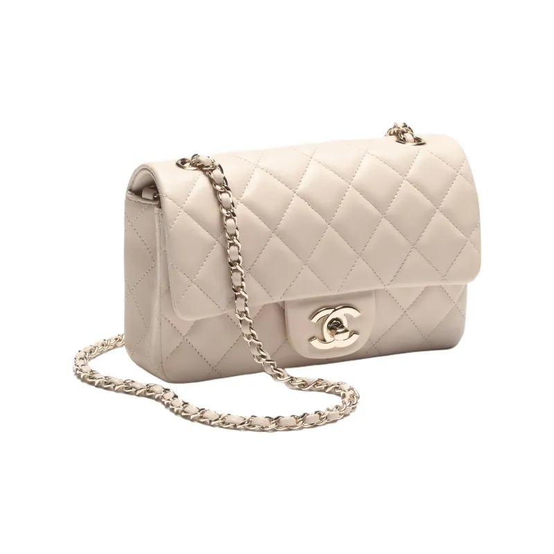 CHANEL Sheepskin Crossbody Bag, Shoulder Bag Mini Women's Light Beige-1