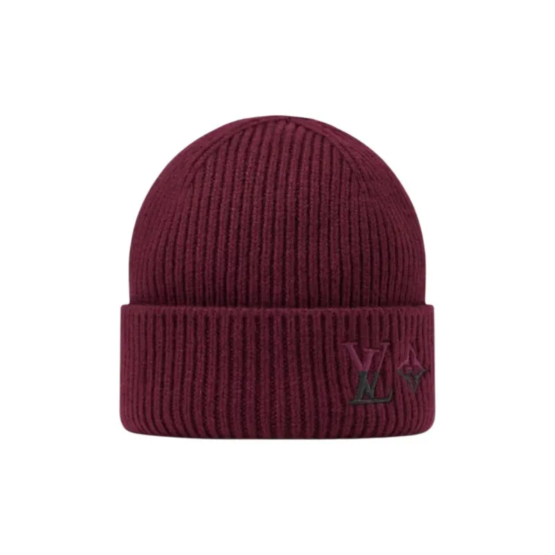 LOUIS VUITTON Cashmere Beanies Men's Burgundy-1