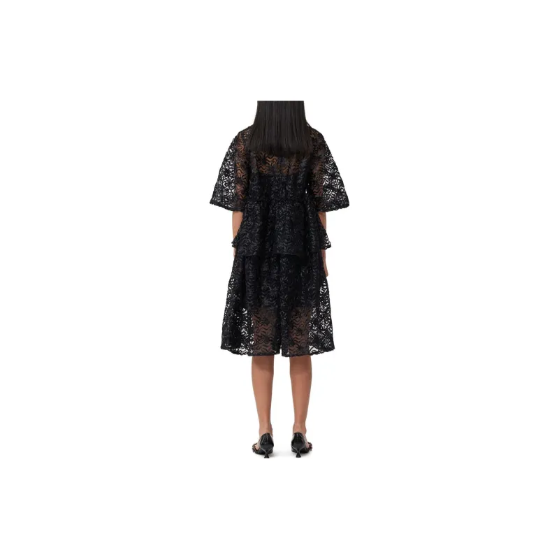 GANNI V Neck Ruffled Dress-4