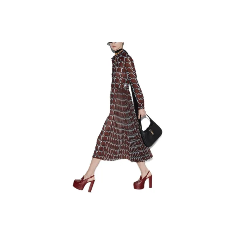 GUCCI Long-Sleeved Dresses Women's Brown-4
