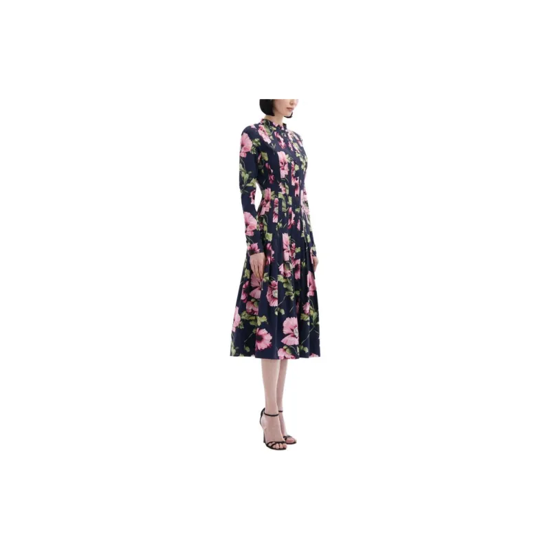 Oscar De La Renta Poppy-print Poplin Midi Dress-3