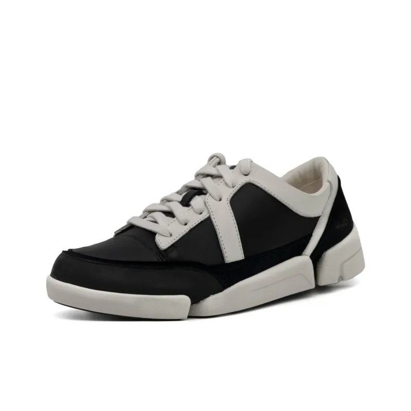 Clarks Low Top Casual Shoes Women's Black White-1