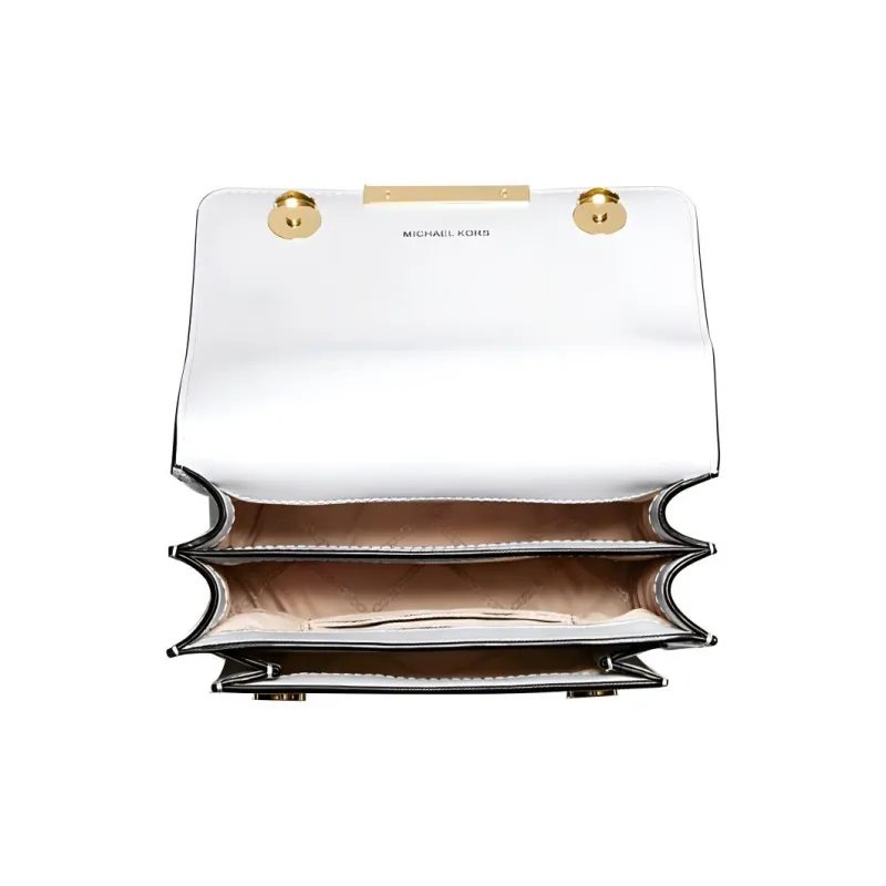 MICHAEL KORS Jade Leather Shoulder Bag, Crossbody Bag Extra Small Women's Pure White-2