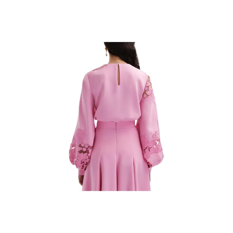 OSCAR DE LA RENTA Guipure-lace Silk-blend Blouse-2